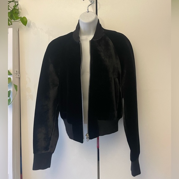 DKNY black velvet structured batwing bomber jacket - Picture 2 of 8